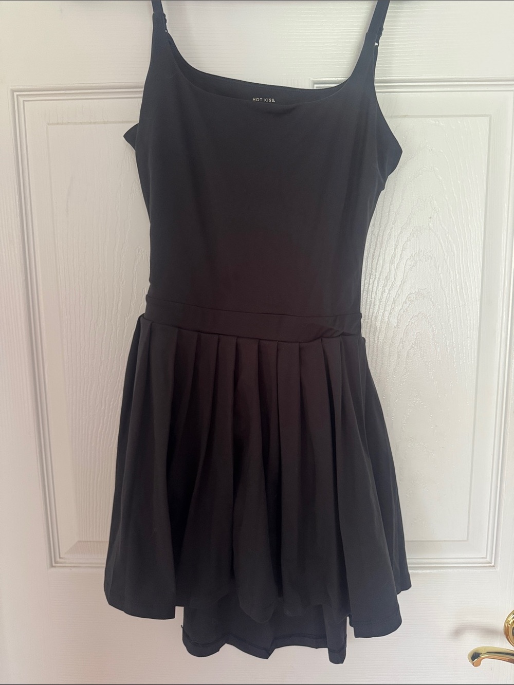 Hot Kiss Girls' Black Pleated Strap Dress